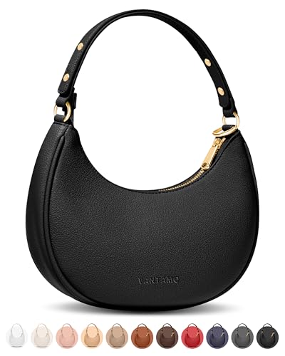 Vantamo Crescent Bags For Women with RFID Protection, Half Moon Clutch Purses for Women with Anti-Theft Clip for Extra Safety - color: Black