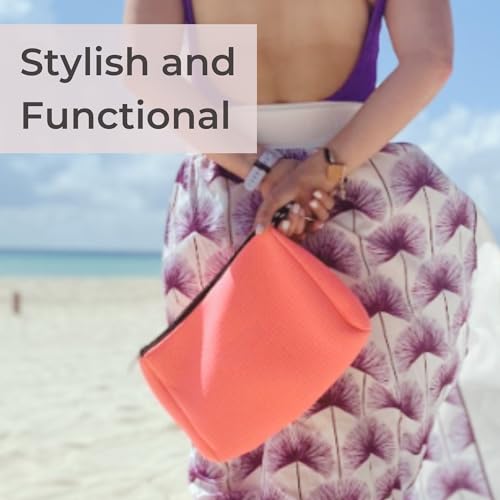 POPUPS Large Makeup Bag with Zipper - Waterproof Neoprene Cosmetic Bag 7.7 x 10.75 x 5 inches - Pouch Blushing Pink - color: Basic Blushing-Pink