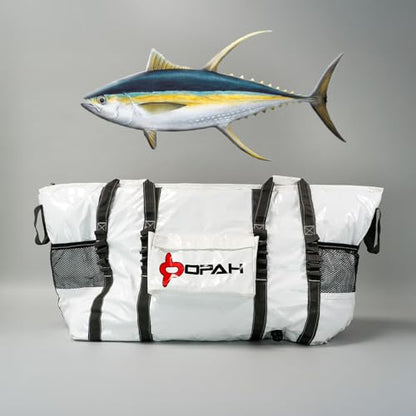 Opah Gear Fathom 5 Deep Insulated Fish Kill Cooler Bag for Tuna, 58" L x 18" W x 30" H, Heavy Duty, Marine-Grade Vinyl, Waterproof, UV Resistant, Camping & Fishing - style: Fathom 5 Deep - 58"l X 18"w X 30"h