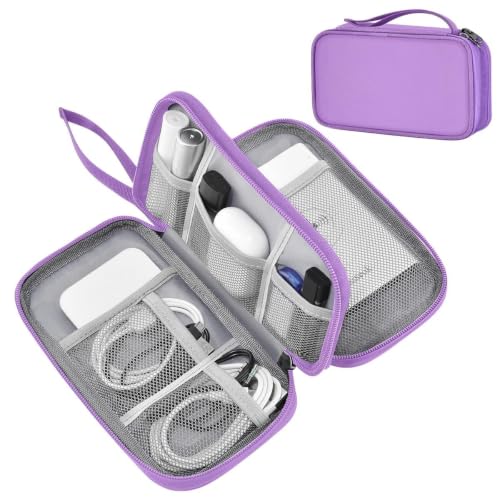 ZINMARK Portable Cable Organizer Case,Travel Pouch with Double-Layer Storage for Cables,Chargers,Earbuds & Phone,Purple - color: Purple