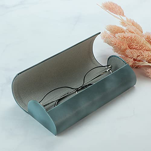 LifeArt Eyeglass Case Hard Shell, Portable Sunglass Case for Women and Men, fashionable PU Leather Eyeglass Case, Lightweight - color: 635_bypg(blue)