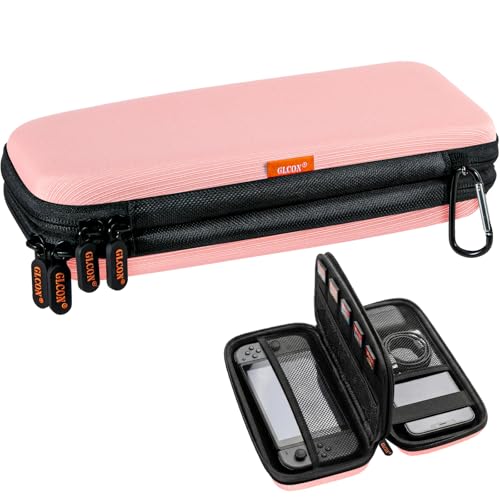 Double-Layer Hard Carrying Case with Multiple Pocket - Portable Electronics Organizer Travel Case for Women, Girl - Roomy Zipper Pouch Bag for Charger, Phone, Power Bank, Cable, Cord, Tech Accessories - color: Baby Pink