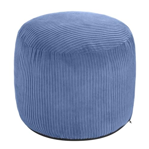 WSOFRLAC Pouf Ottoman Foot Stools Ottoman with Foam Small Corduroy Ottomans for Living Room Ottomans Pouf 20x15 Floor Poufs Foot Rest for Office Chair Blue Foot Stool Small - color: Blue, size: 20"D x 20"W x 15"H