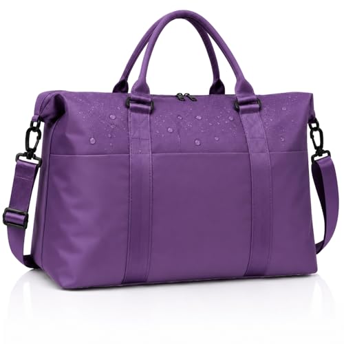 Weekender Duffel Bags for Women, Purple Travel Totes Bag for Airplane Essentials, Overnight Bags for Women with Trolley Sleeve, Large Carry On Hospital Bag for Labor and Delivery, Sport, Gym - color: A-Violet Purple