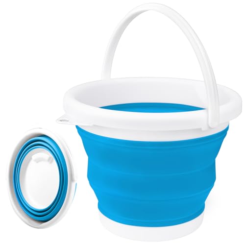 10L Collapsible Mop Bucket with Handle for Cleaning, Portable Car Wash Bucket Garden Cleaning Supplies, Ice Buckets for Parties Camping Fishing, Foldable Wash Basin Tub RV Accessories Household Use - color: Blue, size: 10L