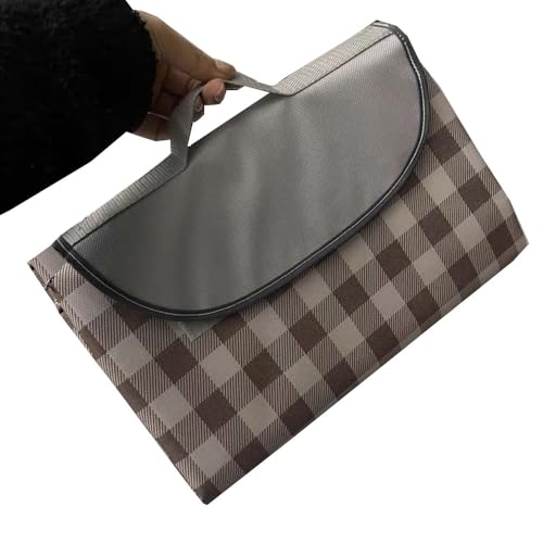 LRUUIDDE Oversize Picnic Beach Blanket, 80''x80'' Outdoor Waterproof Foldable Sandproof Blankets Plaid Picnic Mat for Beach Camping on Grass Picnic Blankets (Brown 2, 80x80in) - color: Brown 1, size: 6'8" x 6'8" (Rectangular)