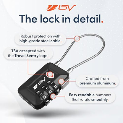 TSA Accepted Luggage Travel Lock, Set-Your-Own Combination Lock for School Gym Locker, Luggage Suitcase Baggage Locks, Filing Cabinets, Toolbox, Case (Black, 2 Pack) - color: Black, size: 2 Pack