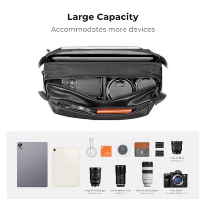 K&F CONCEPT Camera Sling Bag Crossbody Bag Waterproof Camera Shoulder Backpack DSLR/SLR/Mirrorless Camera Case - color: 11 Black Large