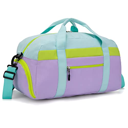 Kids Duffle Bag for Boys or Girls, Fit Sports Practice, or Overnight Travel Weekend (Light Green) - color: Light Green