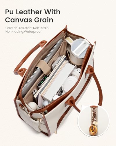 LOVEVOOK Work Tote Bag with Lunch Compartment with Giant Tumbler Holder,15.6 Inch Waterproof 3 in 1 Lunch Bag Women Men Laptop Bag Purse Tote with Padded Sleeve for Teacher,Nurse,College,Travel,Office - color: Emerald green - Venetian green - Dark patina