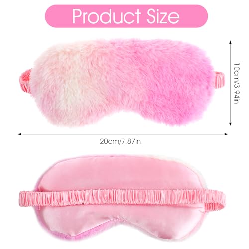 2 Pcs Plush Eye Mask Soft Sleeping Blindfold Eye Cover Comfortable Furry Faux Fur Sleeping Mask Satin Nap Night Eyeshade Cover for Women Men Gift (Purple, Red) - color: Purple&red