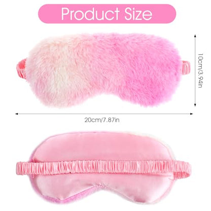 2 Pcs Plush Eye Mask Soft Sleeping Blindfold Eye Cover Comfortable Furry Faux Fur Sleeping Mask Satin Nap Night Eyeshade Cover for Women Men Gift (Purple, Red) - color: Purple&red