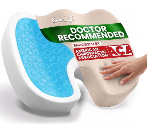 ComfiLife Premium Gel & Memory Foam Seat Cushion – Doctor Recommended Office Chair Cushion, Car Seat Cushion – Chair Cushions for Back & Sciatica Pain Relief – Seat Cushions for Office & Desk (Beige) - color: Beige, size: Large