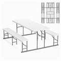 VINGLI Folding Picnic Table and Bench Set, Portable Outdoor Dining Furniture for Camping, Patio, Backyard, Wood Grain Plastic Top with Metal Frame (White) - color: White, style: Standard