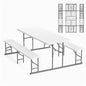 VINGLI Folding Picnic Table and Bench Set, Portable Outdoor Dining Furniture for Camping, Patio, Backyard, Wood Grain Plastic Top with Metal Frame (White) - color: White, style: Standard
