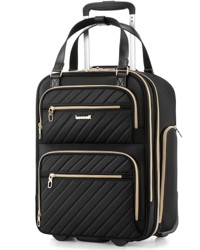 LUGGEX Underseat Carry On Luggage with Wheels, UDK2 Lightweight Under Seat Luggage, Soft Sided Personal Item Suitcase for Short Trip (UX-Core, Black, 17 Inch) - color: Black, size: 17-inch