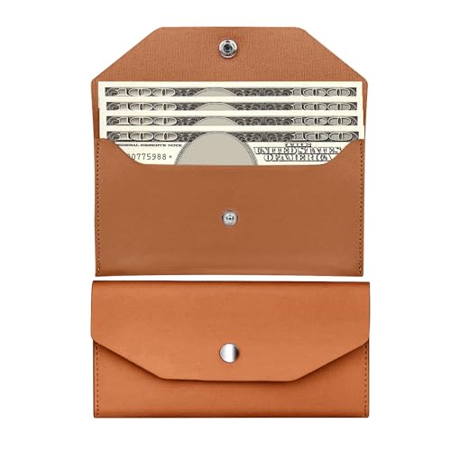 Pu Leather Cash Envelope Wallet - Reusable Cash Stuffing Wallet for Men and Women -Brown - color: brown