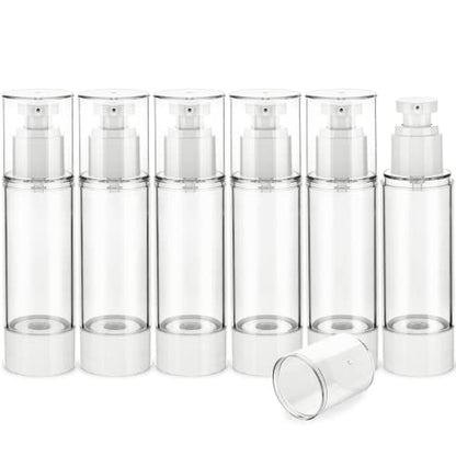 2.7OZ/80ML Clear Airless Pump Bottles, Lotion Dispenser Travel with Pump, Vacuum Plastic Travel Size Lotion Bottle for Foundation, Creams, Cosmetic(6 Pack) - size: 2.7oz / 80ml (6 pcs)