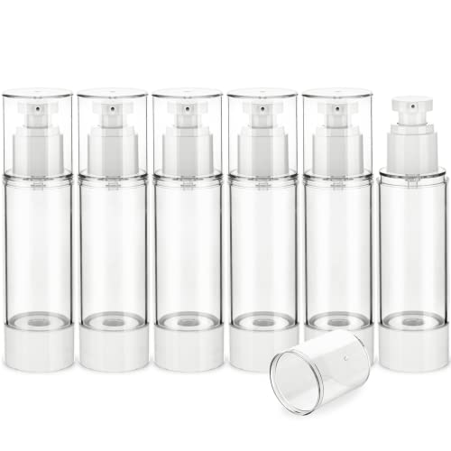 2.7OZ/80ML Clear Airless Pump Bottles, Lotion Dispenser Travel with Pump, Vacuum Plastic Travel Size Lotion Bottle for Foundation, Creams, Cosmetic(6 Pack) - size: 2.7oz / 80ml (6 pcs)