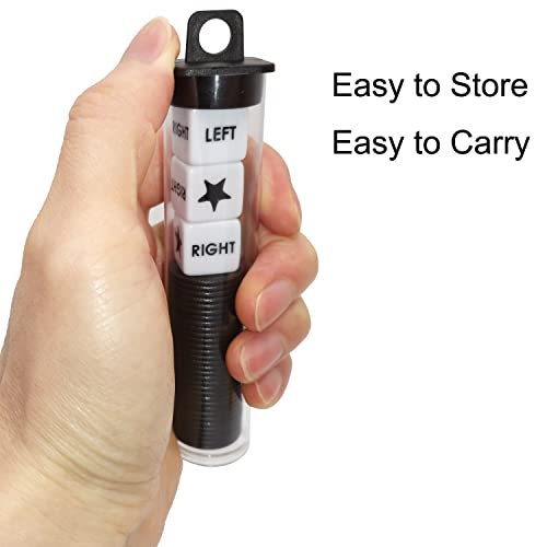 Ahoper Right Left Center Dice Game Prime Set Bundle with 3 Dices + 36 Chips. Round Tube Storage is Very Convenient for Travel. Easy to Store, Carry Around. (Black) - color: Black
