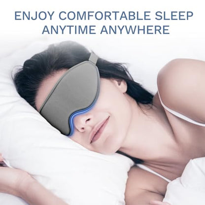 FlyCoco 99% Fully Block Out Light Eye Sleep Mask, 3D Deep Contoured Eyes Cover Zero Pressure, Long Lash Extension Eyes Mask with Adjustable Straps for Sleeping Travel Home Nap Rest Women Men (Grey) - color: Grey