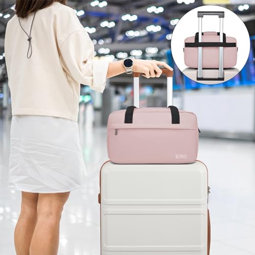 Kono Travel Duffel Bag 14L Under Seat Carry-on Bag Sports Tote Gym Bag Weekender Overnight Bags 13.78"x7.87"x7.87" Pink - color: Pink, size: S (13.78inx 7.87in x7.87in)-14L