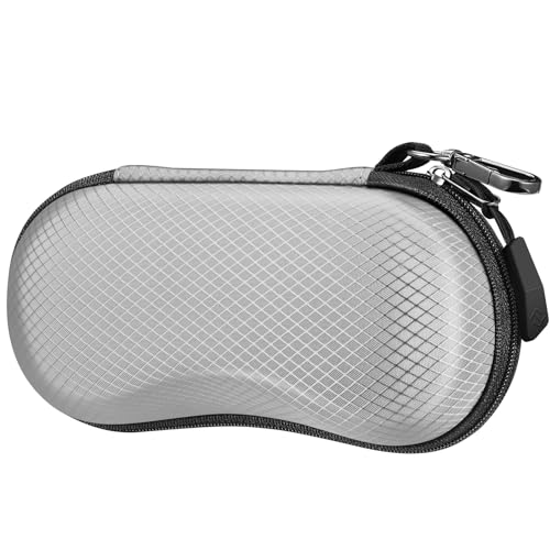 FINTIE Sunglasses Case, Hard EVA Shell Shockproof Sport Glasses Case with Metal Carabiner Travel Zipper Eyeglasses Holder - color: Grey