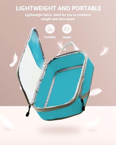 Meowoo 7 Set Compression Packing Cubes for Travel, Durable Ripstop Mesh Suitcase Organizer with Shoe Bag, Ultralight & Expandable Space Saver Travel Cubes - color: Turquoise