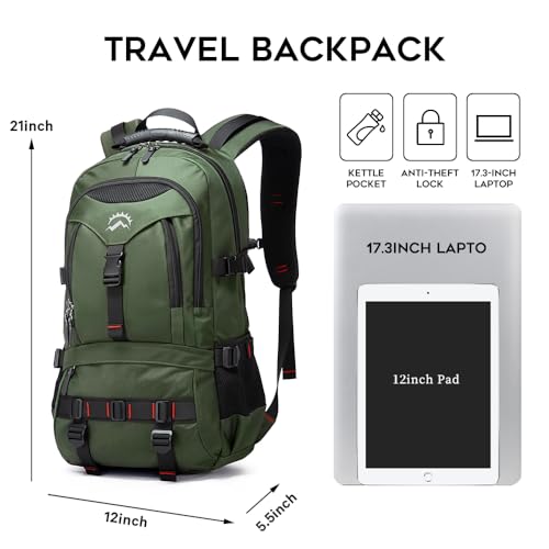KAKA Travel Backpack Fight Approved with 17.3 inch Laptop Lackpack Compartment Outdoor Duffle Bag for men and women - color: Green
