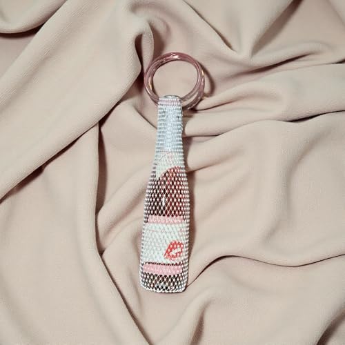 Munyee Hua Rhinestone Jeweled Wine Bag Champagne Bottle Tote Reusable Gift Pouch Crystal Carrier Sparkly Bling Wedding Party Bridesmaid Gift Housewarming Holiday(Pink Handle White Rhinestone) - color: Pink Handle White Rhinestone