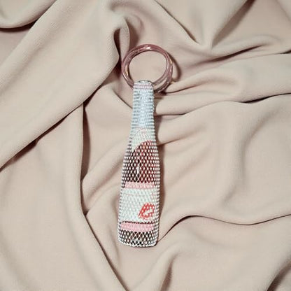 Munyee Hua Rhinestone Jeweled Wine Bag Champagne Bottle Tote Reusable Gift Pouch Crystal Carrier Sparkly Bling Wedding Party Bridesmaid Gift Housewarming Holiday(Pink Handle White Rhinestone) - color: Pink Handle White Rhinestone