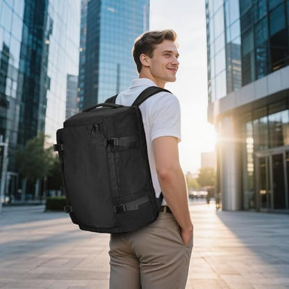 40L Travel Backpack, TSA Friendly Flight Approved Carry on Backpack for Men Women, Fits 17.3 Inch Laptop with USB-A&C Ports, Weekender Bag, Black - color: Black