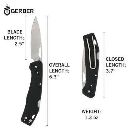 Gerber Gear LST - EDC Pocket Knife - Survival Tactical Tool for Travel, Camping & Outdoor Adventure - Lightweight & Compact Folding Knife - Stainless Steel Blade - Black - color: Black