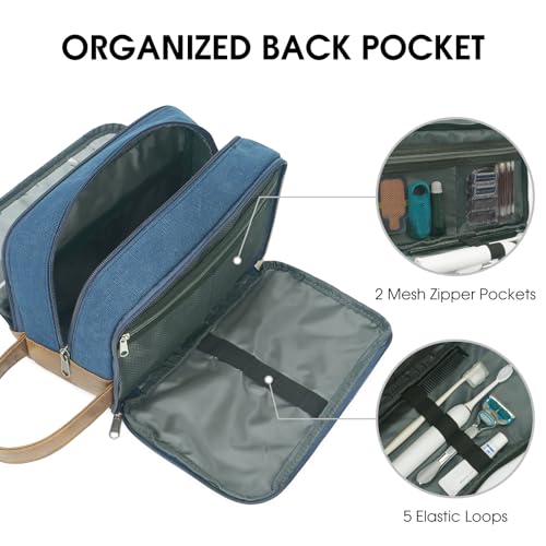 WANDF Travel Toiletry Bag for Men Large Toiletries Shaving Bag Water Resistant Hanging Dopp Kit Travel Accessories Bag for Women Men (Blue) - color: Blue