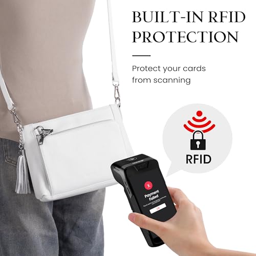 befen Anti Theft Genuine Leather Crossbody Bags for Women Handbags and Shoulder Basg with Built in Wallet RFID Leather Purse - color: A01-white
