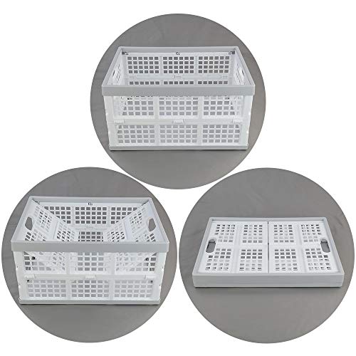 Vababa 28 L Plastic Collapsible Storage Bins, Stacking Utility Foldable Basket, Set of 3 - size: 28 L
