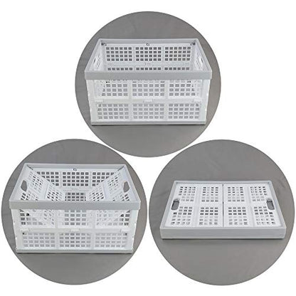 Vababa 28 L Plastic Collapsible Storage Bins, Stacking Utility Foldable Basket, Set of 3 - size: 28 L