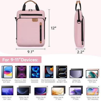 9-11 Inch Tablet Sleeve Bag, Padded Protective Travel Carrying Case for iPad A16 2025, iPad Air M4 11-inch 2026 M3 M2, iPad Pro M5/M4 11 inch, iPad 10/9/8/7th, Galaxy Tab A9+/S9/S8 11" - color: Pink, size: 9-11 Inch