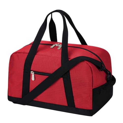 Apenze Small Gym Bag 14 inch lightweight Carry On Mini Duffel Bag for Travel Sport - Red - color: Red
