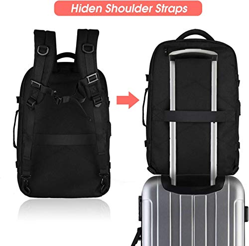 Asenlin 40L Travel Backpack for Women Men,Flight Approved Carry On Backpack with 17 Inch Laptop Compartment,Water Resistant Computer Backpack for College Weekender Overnight Daypack,Black