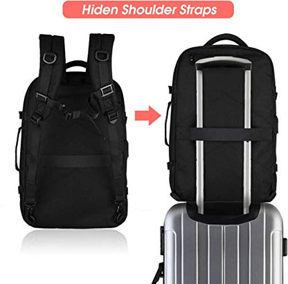 Asenlin 40L Travel Backpack for Women Men,Flight Approved Carry On Backpack with 17 Inch Laptop Compartment,Water Resistant Computer Backpack for College Weekender Overnight Daypack,Black