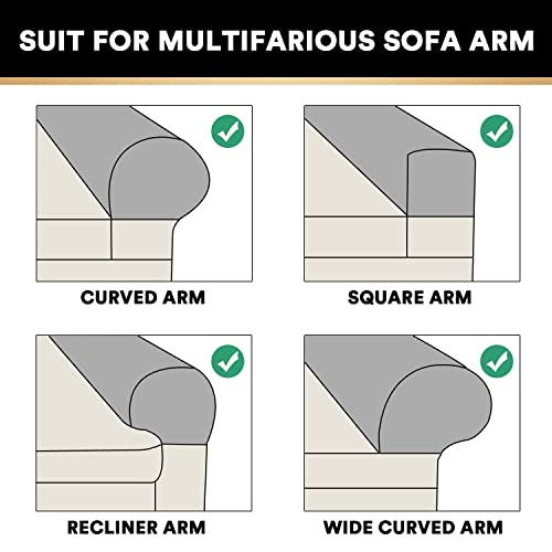 PrinceDeco 2 Pack Thick Velvet Stretch Armrest Covers for Chairs and Sofas - Non Slip Armchair Protectors, Burgundy - color: Burgundy