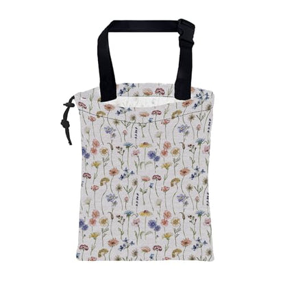 Car Garbage Bag Watercolor Wildflowers Drawstring Car Trash Bag Hanging for Back Seat with Adjustable Buckle Canvas Vehicle Trash Can Easy-to-Install - color: Watercolor Wildflowers