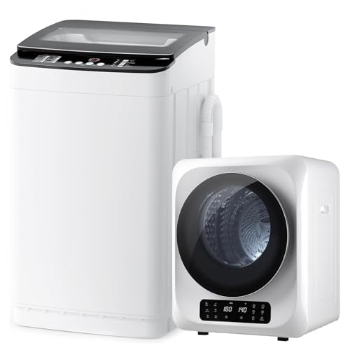 Auertech Portable Washer and Dryer Combo Set, 1.8 CU.FT Portable Clothes Dryers with Boot Dryer, 28 lbs Fully Automatic Washing Machine, 7 Wash Cycles, Compact Washer and Dryer for Apartment, RV, Dorm - color: White, size: 1.8 cu.ft + 28 lbs