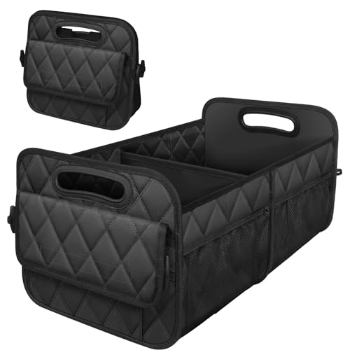 Deosk Car Trunk Organizer and Storage with Reinforced Handles, Waterproof Polyester Trunk Organizer for SUV, Minivan, Truck (Large, Black) - color: Black, size: Large