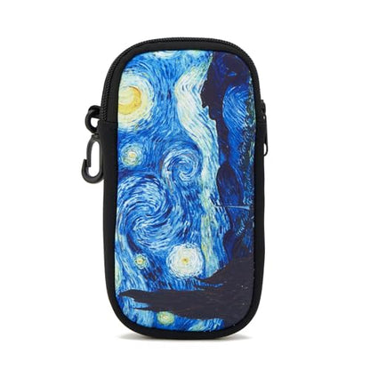 QIUTIMIY Sunglasses Soft Case Zipper Double Eyeglass Case with 2 Compartments 1 Belt Clip - color: Starry Night