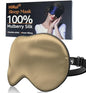 HiRui Silk Sleep Mask, 100% Natural Mulberry Silk of Double-Sided & Inner-Filling, Ultra-Smooth Soft, Adjustable Strap, Blocks Light for Night Sleeping, Travel, Office Naps (Khaki) - color: Khaki