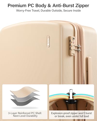 Hanke 20 Inch Expandable Carry On Luggage, 22x14x9 Airline Approved, TSA Lock Hard Shell Lightweight Suitcase for Men Women (Cuba Sand) - color: Cuba Sand, size: Expandable 20 Inch