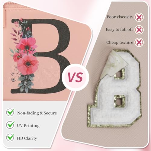 OCHEAL Initial Makeup Bag,Monogram Make up Bag Pink Travel Makeup Organizer Case Beauty Toiletry Cosmetic Bag with Brush Holder, Trendy Stuff Personalized Gifts for Women and Girls-B - color: Pink, style: B