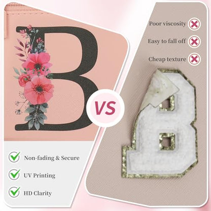 OCHEAL Initial Makeup Bag,Monogram Make up Bag Pink Travel Makeup Organizer Case Beauty Toiletry Cosmetic Bag with Brush Holder, Trendy Stuff Personalized Gifts for Women and Girls-B - color: Pink, style: B